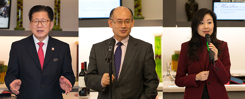 （左起）田桂成教授、宋海岩教授和李志延教授介紹國際葡萄酒管理理學碩士學位課程