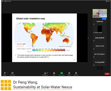 Dr Peng Wang, Sustainability at Solar-Water Nexus