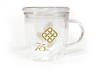 75th Anniversary Double Wall Glass Cup with Lid