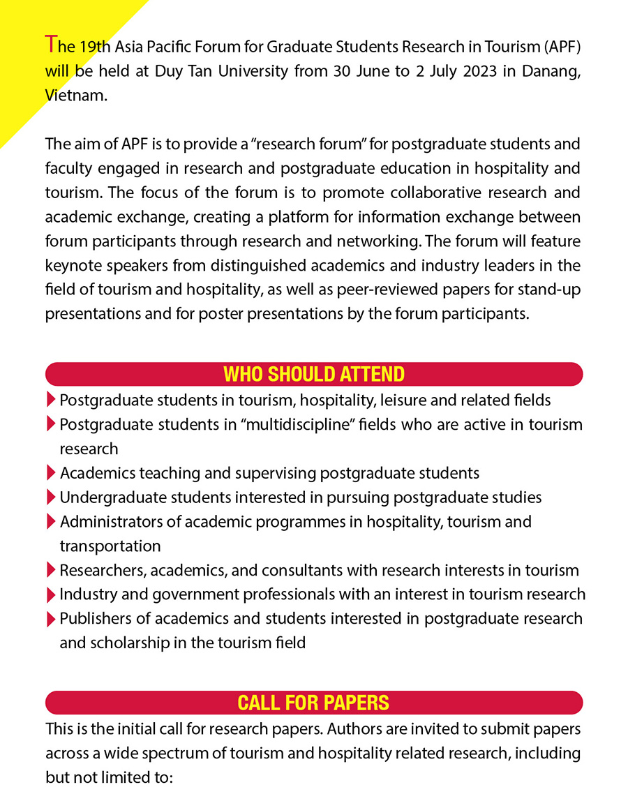 Asia Pacific Forum for Graduate Students Research in Tourism