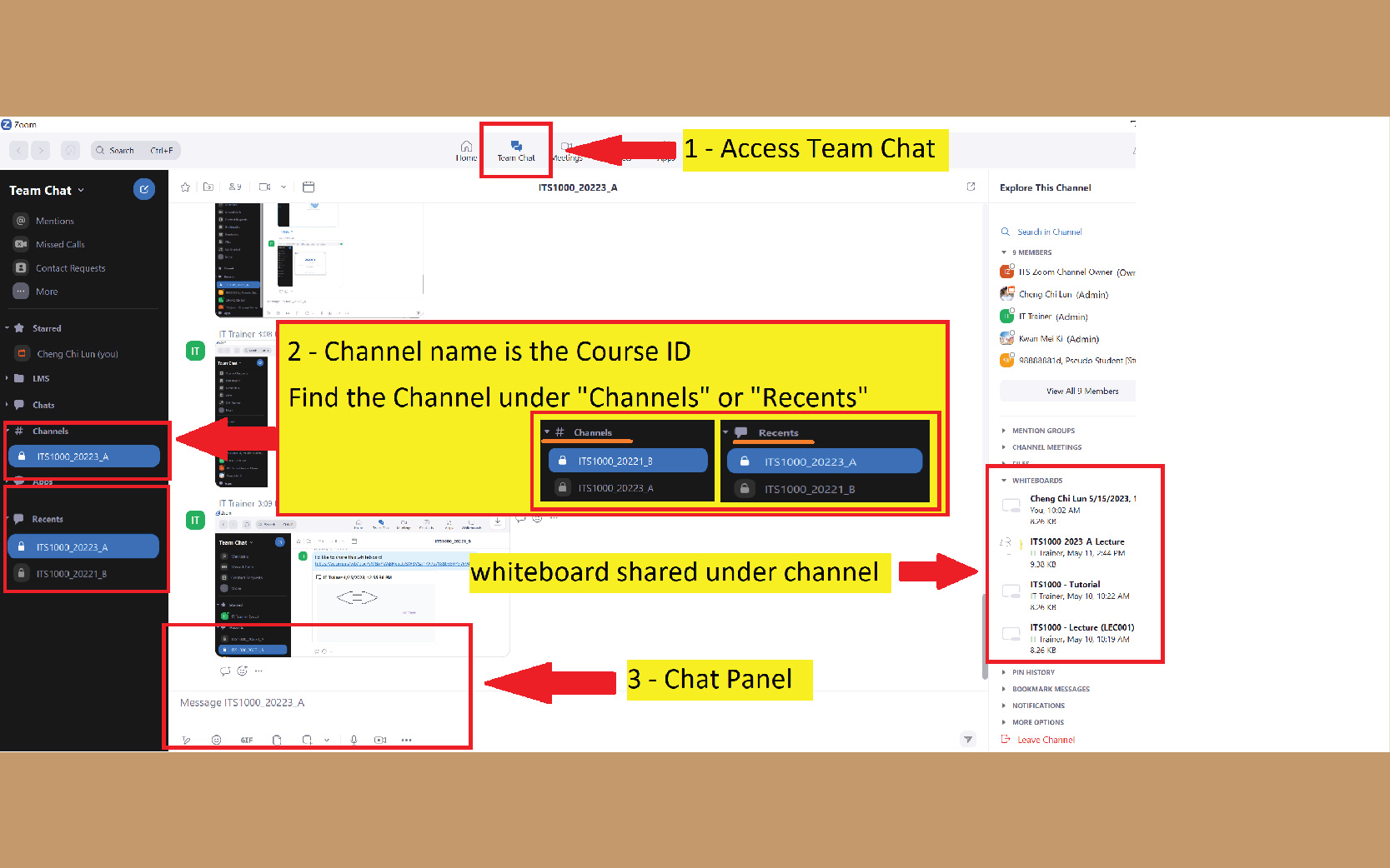 zoom team chat window