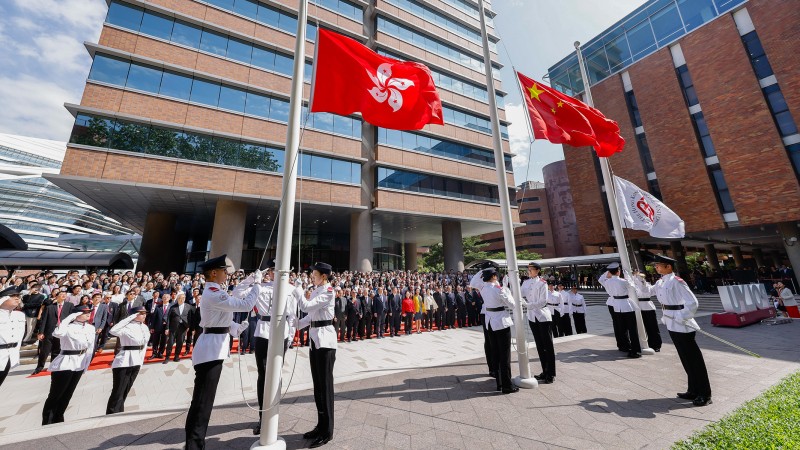 The National Day Flag-raising Ceremony was performed by the PolyU Student Flag-Raising Team.